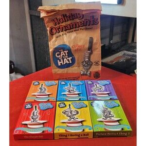 NISP Complete Set 6 Dr Seuss CAT IN THE HAT SP Ornaments + BONUS  Burger King